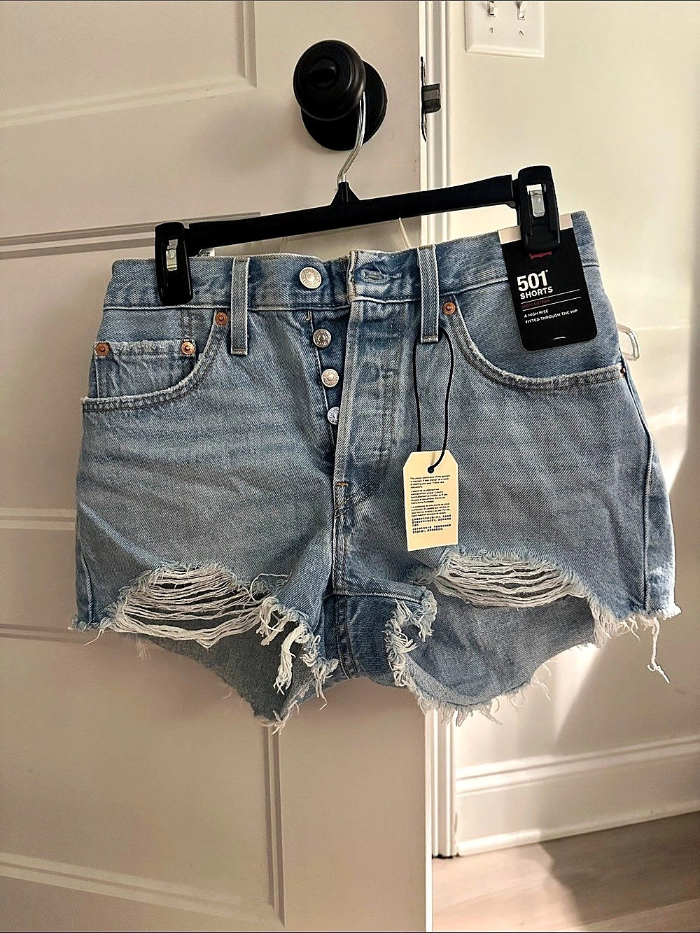 Levi's 501 Shorts High Rise Denim Shorts Blue Waist 26 NWT